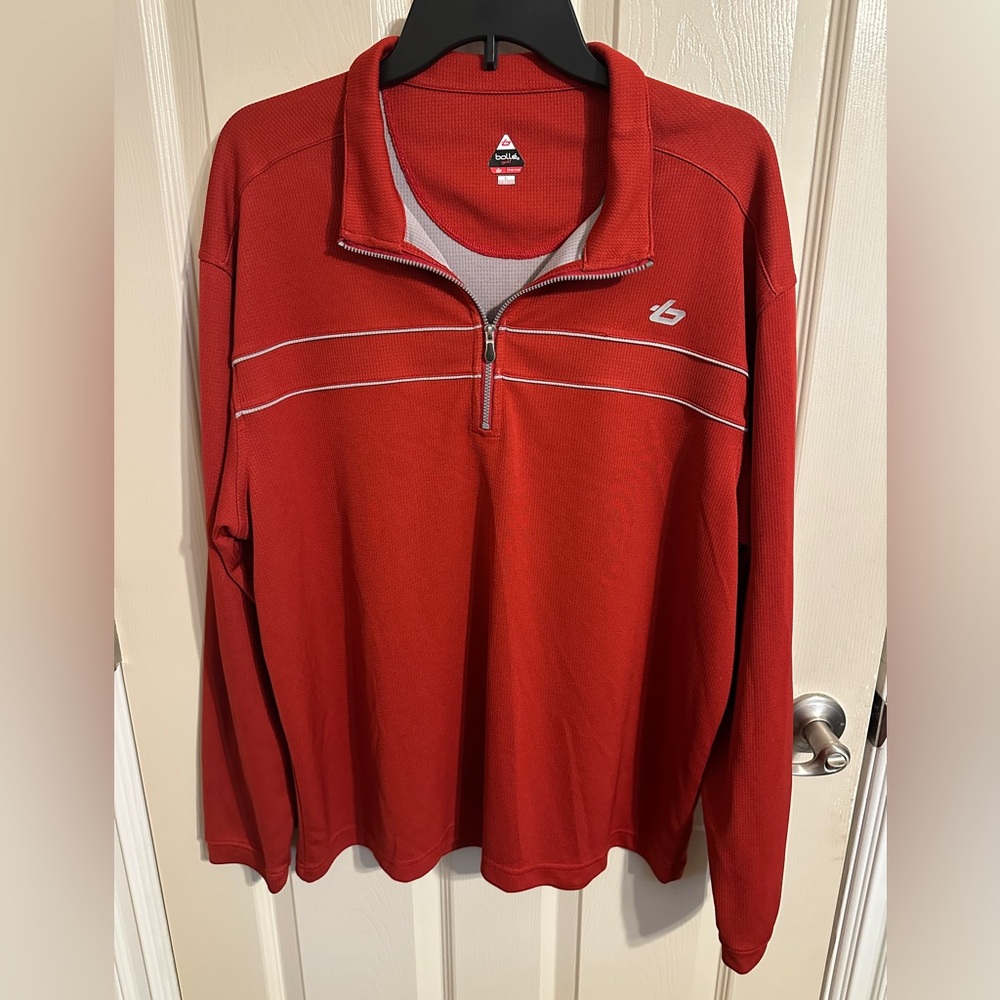 Bolle Performance Men’s 1/4 Zip Pullover Long Sleeve Jacket, Red & Gray, Sz L